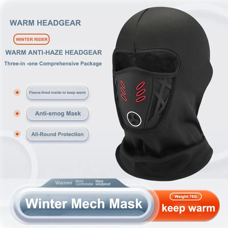 Winter Rider Warm Full Face Balaclava - Windproof Anti-Haze Mask for Motorcycle, Cycling, and Skiing - Soft and Cozy Outdoor Headwear